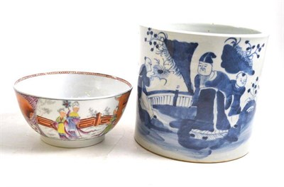 Lot 321 - A Chinese blue and white pot and a Chinese bowl