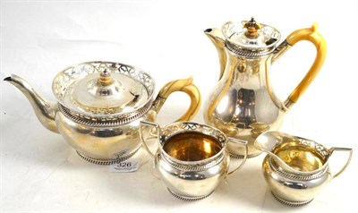 Lot 326 - A George V silver four piece tea service, Z Barraclough & Sons, London 1913 & 1916, the plain...