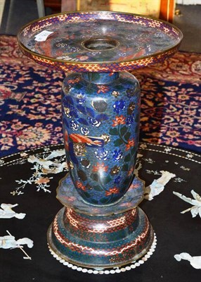 Lot 336 - A Japanese cloisonne vase, late Meiji period, the stepped and domed base with bracketed collar to a