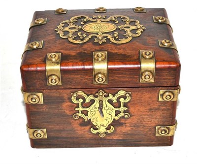 Lot 367 - A French rosewood tea caddy with brass mounts