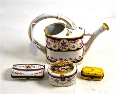 Lot 369 - Three Limoges boxes and a ceramic watering can