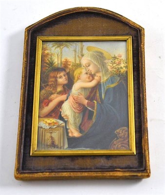 Lot 370 - Miniature on ivory of the Virgin, Child and St John by Douillard after Botticelli