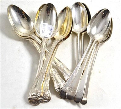 Lot 444 - A set of six George II silver shell pattern spoons, London 1817 and a set of six Hanoverian pattern