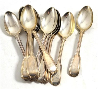 Lot 454 - A set of twelve silver teaspoons, Newcastle 1849