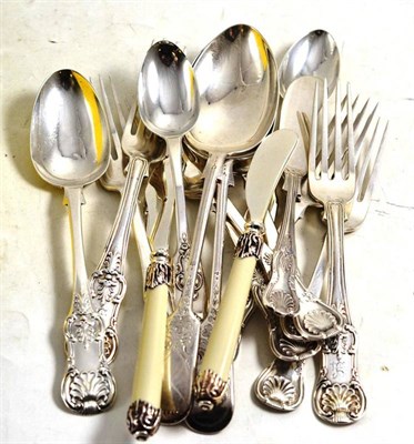 Lot 456 - A set of six Kings pattern forks, Marshall & Sons, Edinburgh 1841; two Newcastle silver forks,...