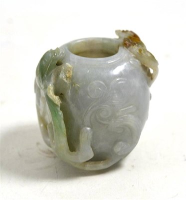 Lot 469 - A Chinese jade-type brush washer, late Qing Dynasty, ovoid, carved in relief with four dragons...