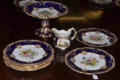 Lot 489 - A 19th century English blue ground dessert service