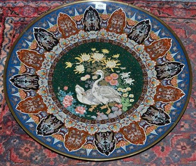 Lot 499 - Japanese cloisonne charger, 60cm diameter