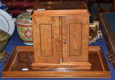 Lot 507 - Walnut table cabinet and mahogany tray