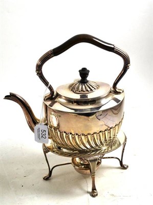 Lot 532 - Silver kettle on stand with burner