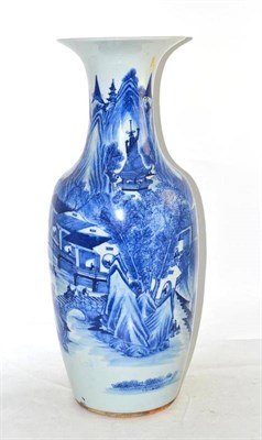 Lot 533 - A Chinese porcelain baluster vase, painted in underglaze blue