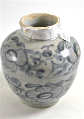 Lot 534 - Provincial Chinese blue and white vase with two views of flowers