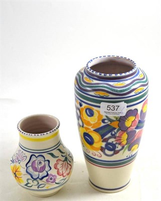 Lot 537 - A Poole decorative vase of tapering form and a smaller example