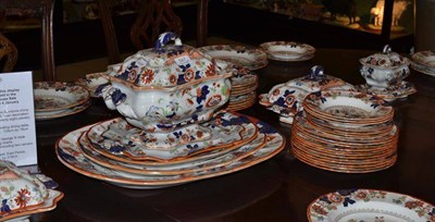 Lot 547 - A Victorian Masons Ironstone china dinner service with Imari decoration, approximately seventy...