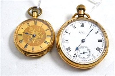 Lot 602 - Lady's 18ct pocket watch by John Bennett and a Waltham plated pocket watch (2)