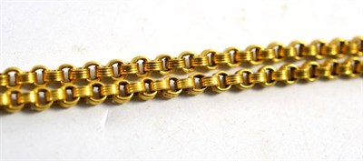 Lot 615 - Belcher link guard chain, with applied plaque '15CT', 72cm (doubled over)