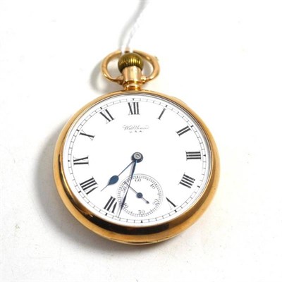 Lot 622 - A 9ct gold Waltham pocket watch, Birmingham hallmark for 1922, 46mm wide