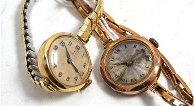 Lot 627 - Two 9ct gold lady's wristwatches, one signed Omega