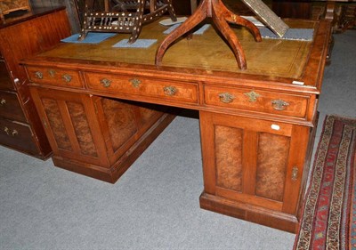 Lot 710 - 20th century burr walnut partner's desk