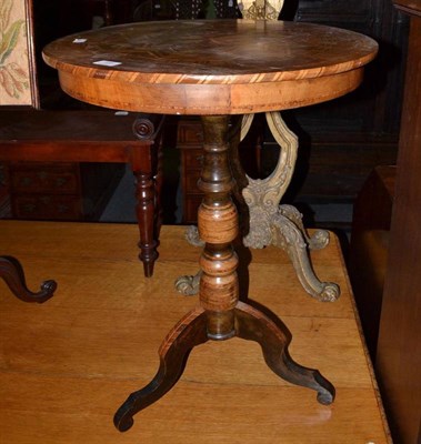 Lot 728 - 19th century walnut and parquetry decorated tripod occasional table