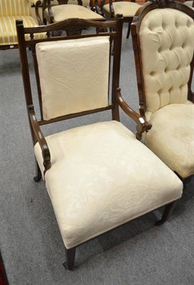 Lot 752 - An Edwardian walnut framed nursing chair, 54cm wide