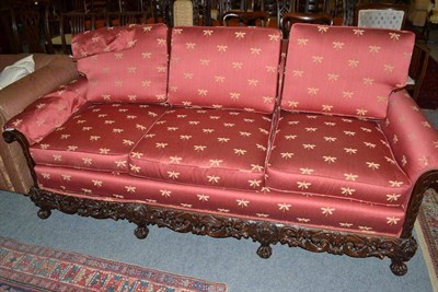 Lot 766 - Early 20th century carved mahogany three seater sofa