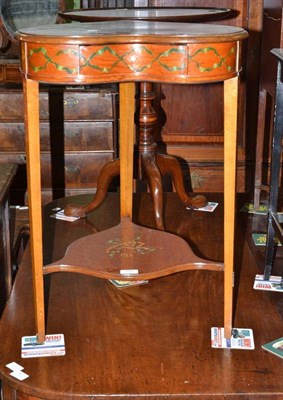 Lot 791 - Satinwood and polychrome painted heart shaped occasional table