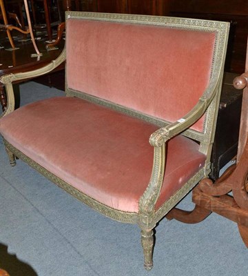 Lot 794 - Grey painted canopy in Louis XVI style in old rose velvet