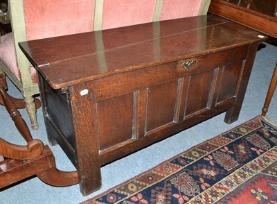 Lot 796 - An early 18th century joined oak chest with hinged lid