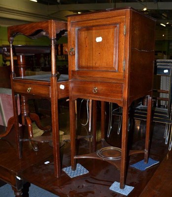 Lot 799 - Late George III mahogany bedside cupboard and a mahogany two tier washstand fitted with one drawer