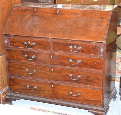 Lot 809 - George III mahogany bureau with an attractive fitted interior