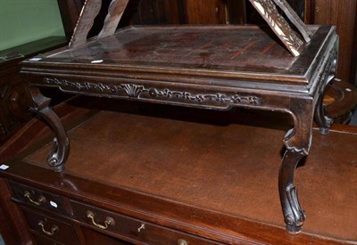 Lot 819 - Chinese hardwood low table with lacquer panel to top