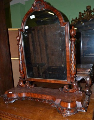 Lot 823 - Victorian carved mahogany toilet mirror