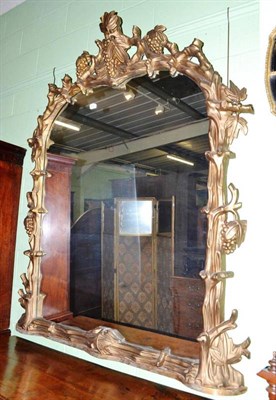 Lot 838 - Victorian gilt overmantel mirror with vine decorated frame