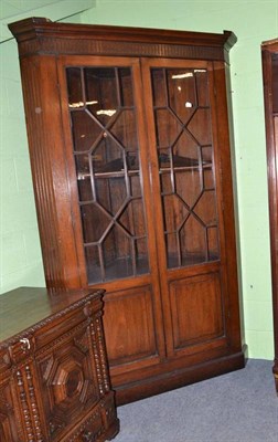 Lot 842 - Georgian mahogany double corner cupboard