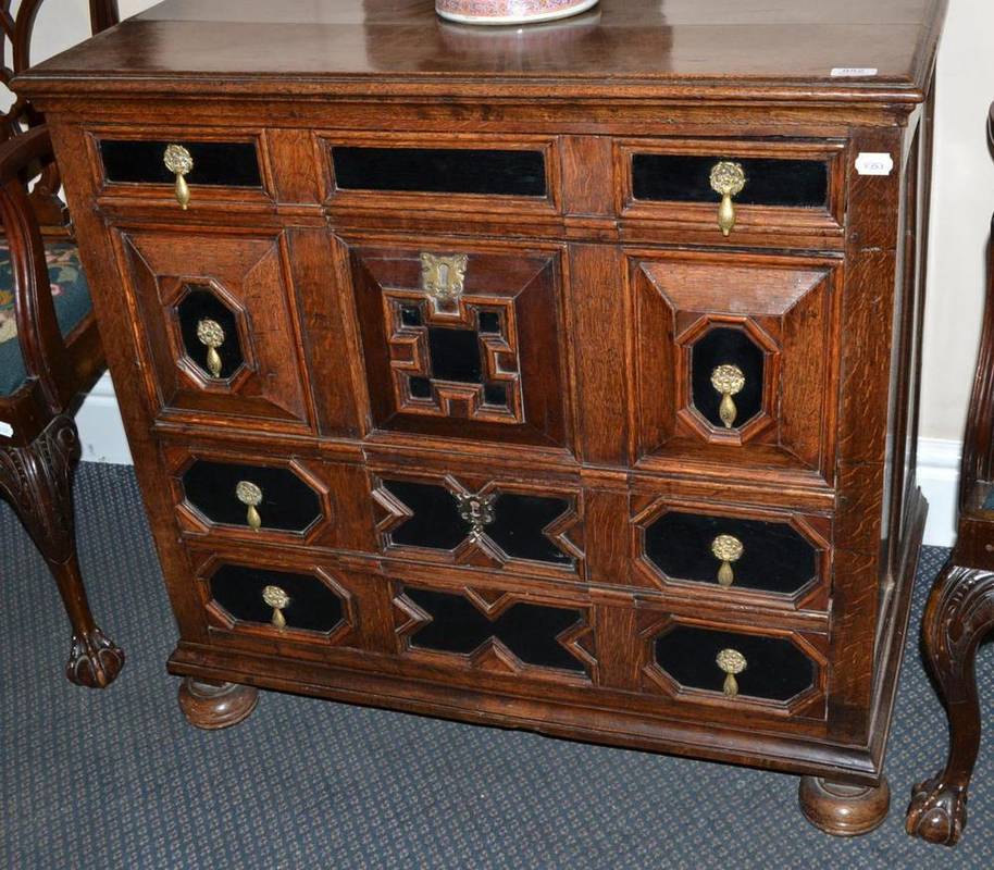 Lot 852 - An late 17th century oak moulded front chest