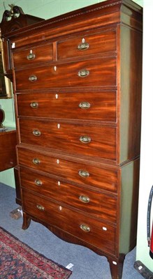 Lot 864 - George III mahogany chest on chest on splayed bracket feet