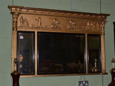 Lot 867 - Victorian gilt and gesso overmantel mirror with ball surmounted cornice