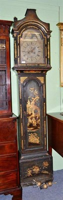 Lot 868 - A green Japanned eight day longcase clock, dial bearing later inscription Roger Parkinson, Richmond