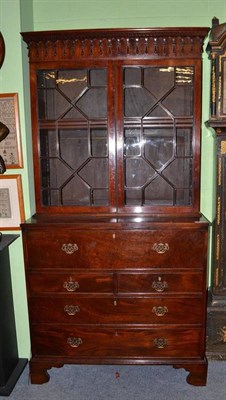 Lot 869 - George III mahogany secretaire bookcase, possibly a marriage