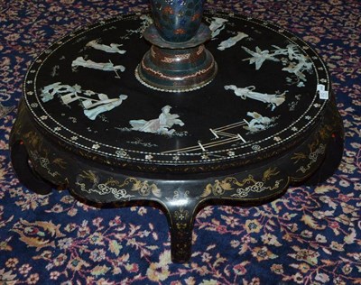 Lot 912 - Black lacquered and mother of pearl inlaid coffee table