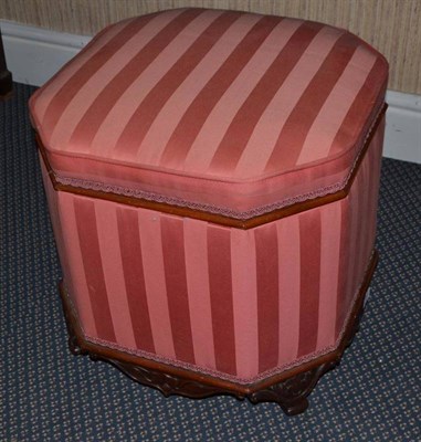 Lot 915 - Victorian box ottoman stool re-covered in striped fabric