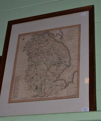 Lot 1001 - Framed map of Lincolnshire