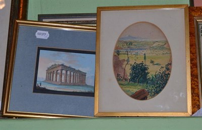 Lot 1010 - Italian School (19th century) ";Vue d'un Temple a' Poestium que 'on appelle Maggiore";,...