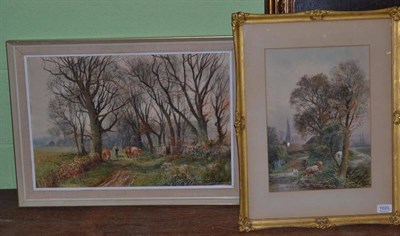 Lot 1020 - Henry Charles Fox (19th/20th century) Cattle grazing in a river landscape, signed and dated...