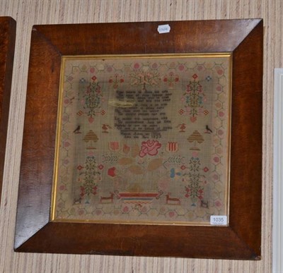 Lot 1035 - An 1822 sampler in maple frame