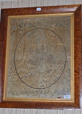 Lot 1037 - Map of England and Wales sampler in maple frame