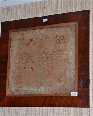 Lot 1039 - An 1841 sampler in mahogany frame