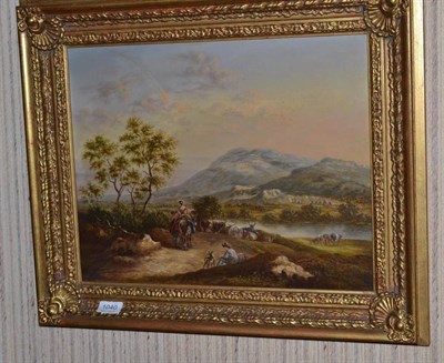 Lot 1040 - Continental School (late 19th century) Travellers in a mountainous landscape, indistinctly...