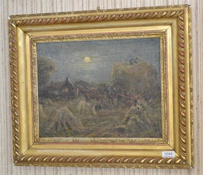 Lot 1044 - Rowland Henry Hill (1873-1952) Haymaking scene with figures before a cottage, signed, oil on...